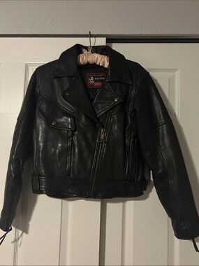 EUC! Biker Jacket 100% full-grain LEATHER  JR APPARELS Adult XS HEAVY! AUTHENTIC